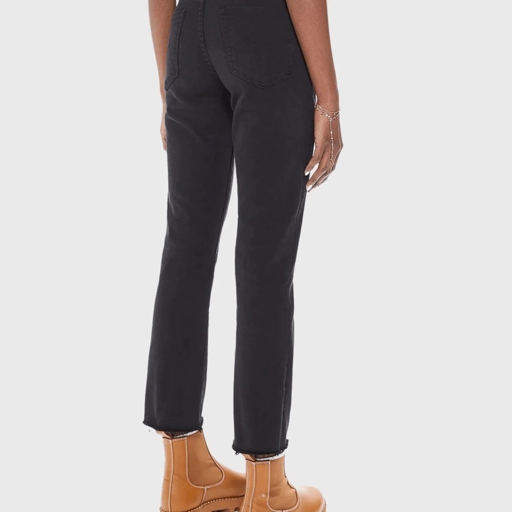 MOTHER Denim The Rascal Ankle Fray Straight Leg Jeans Pitch Black Women’s 28 - Picture 3 of 15